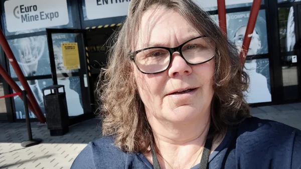 Copywriter Anna Almqvist på uppdrag till Euro Mine Expo i Skellefteå 2024.